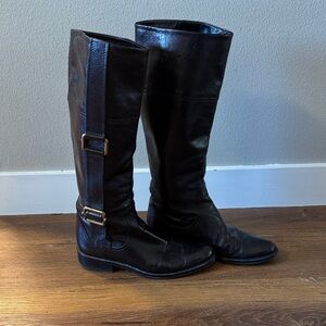 Escada Vintage Brown/Black Over the Knee Boots 38